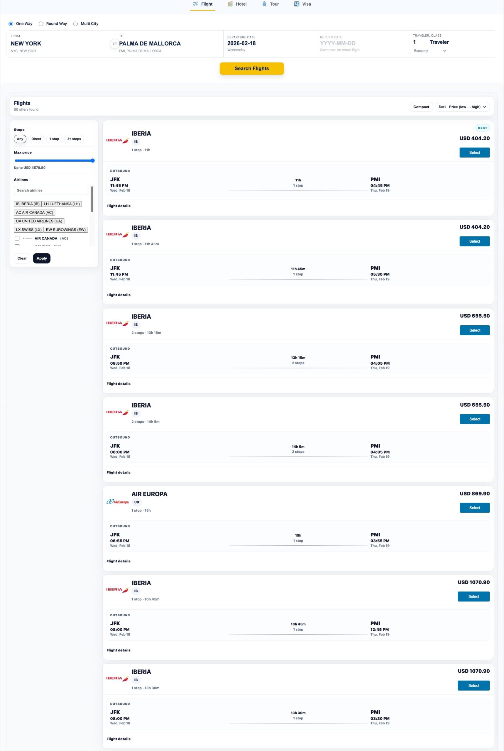 Sabre flight booking api integration